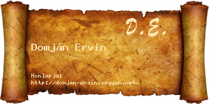 Domján Ervin névjegykártya
