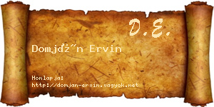 Domján Ervin névjegykártya